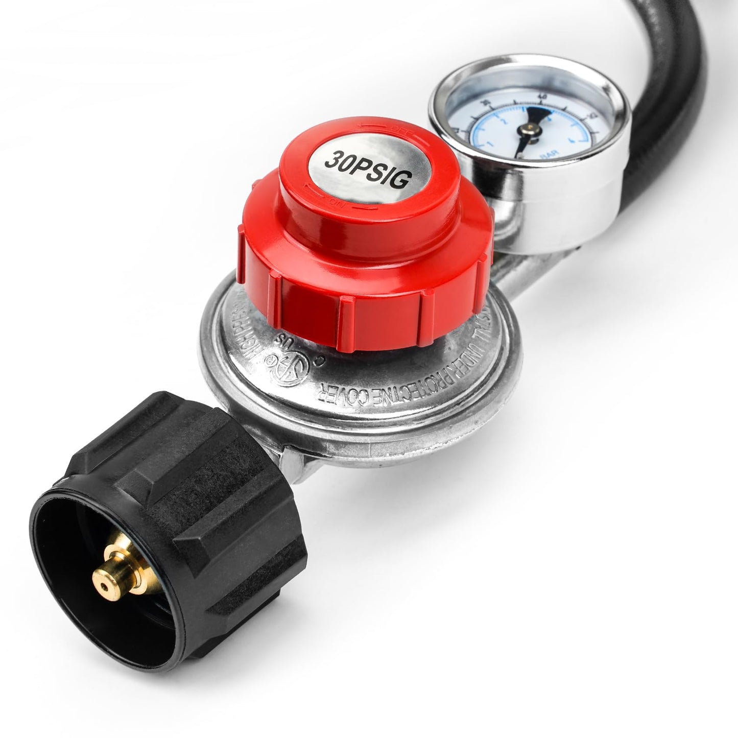 only fire 12 Ft 0-30PSI Propane Regulator High Pressure with PSI Gauge QCC-1 Connection Hose for Grill, Heater, Turkey Fryers, Burner, Fire Pit
