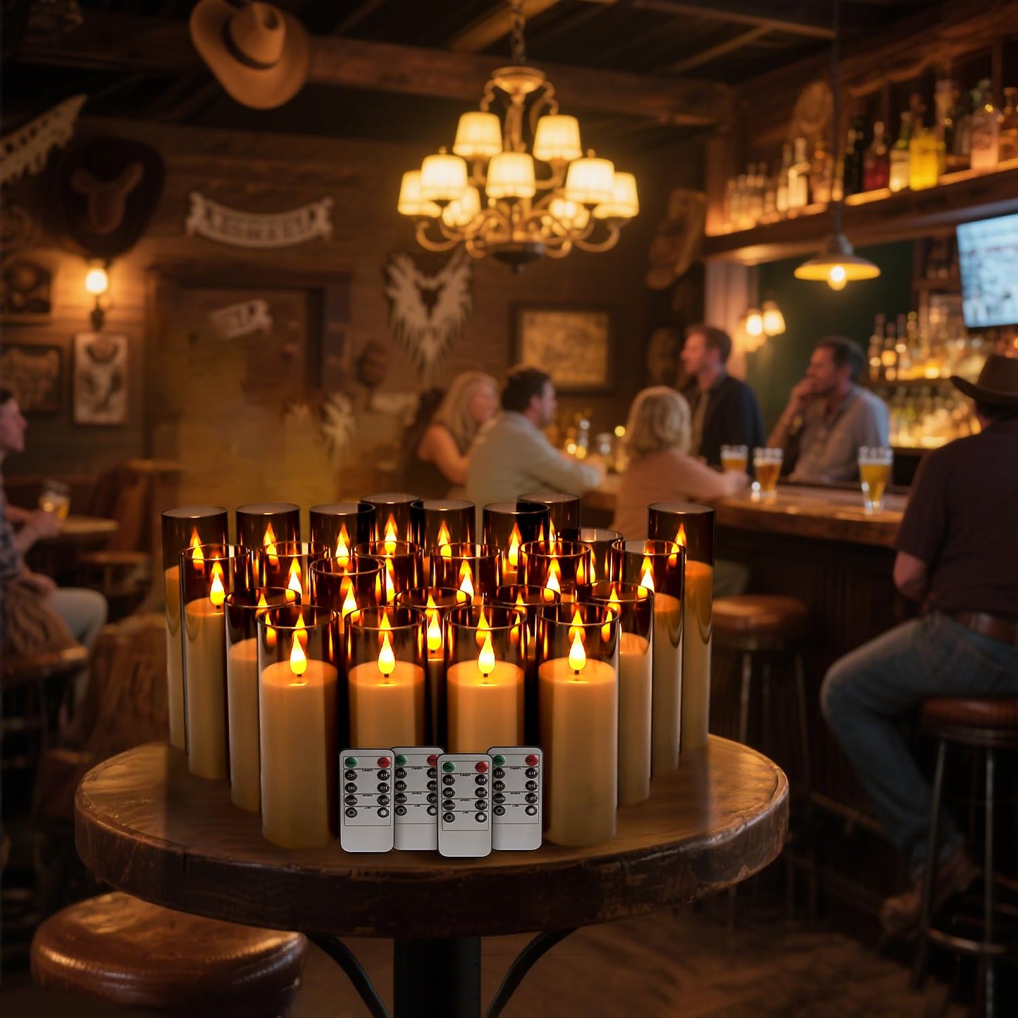 24-Pack Black LED Flameless Pillar Candles with Remote Control - Perfect for Home, Parties, Halloween and Christmas - Create a Magical Ambiance Effortlessly