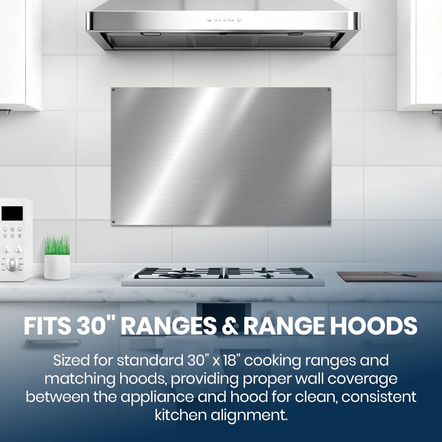 CALPALMY 30"x18" Metal Backsplash Panel for Stove – Reversible Metal Stove Backsplash Sheet with Pre-Drilled Holes, Easy-to-Clean Splatter Guard for Kitchen Walls, Includes Mounting Screws
