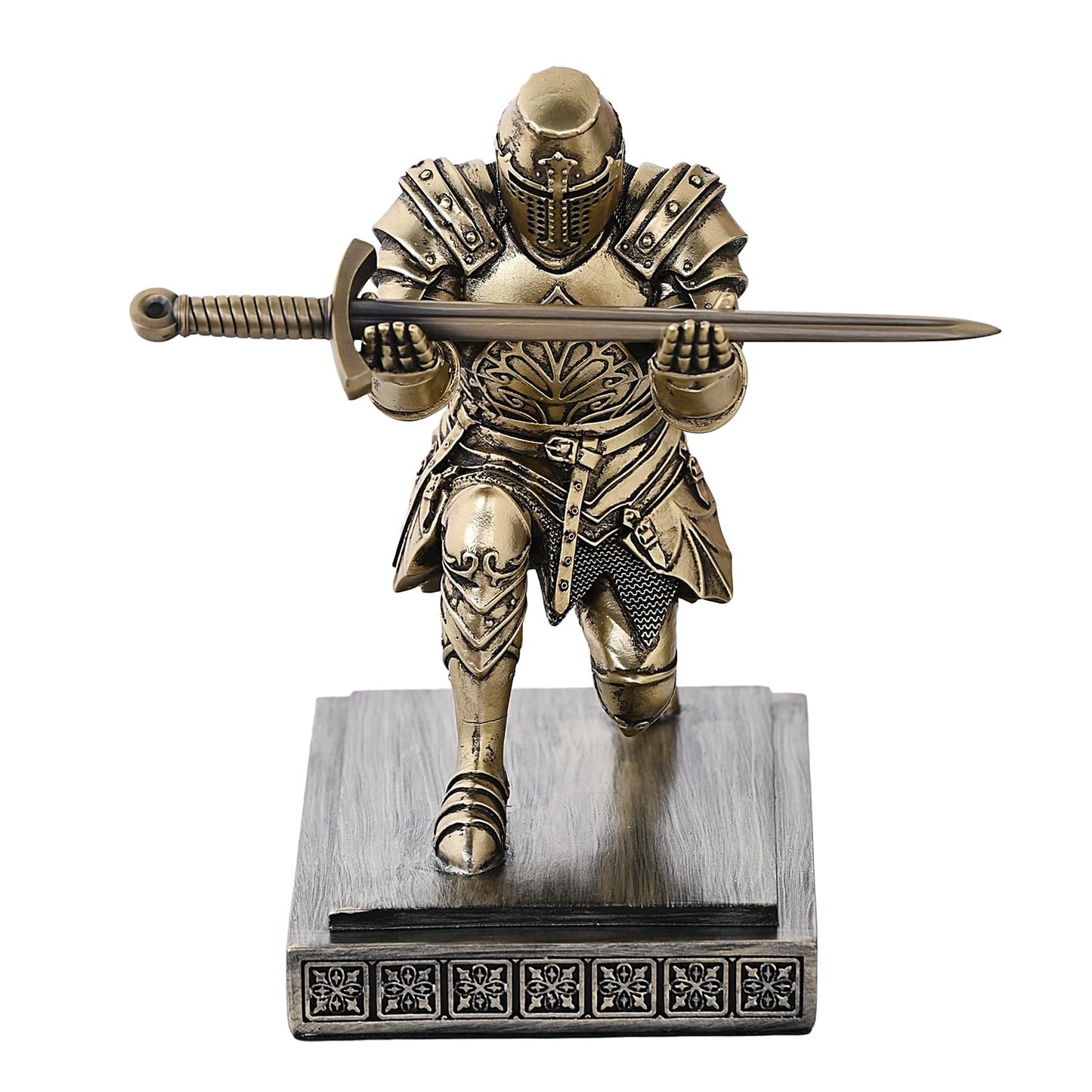NCQIXIAO Templar Vanguard Soldier Pen Holder Pencil Stand Desk Organizers and Accessories as Gift for Medieval Warrior Enthusiast (Bronze)