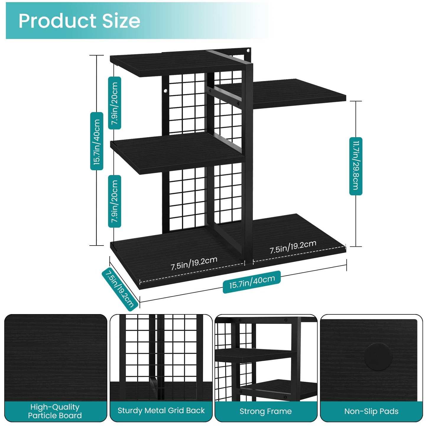 ELITEROO Desktop Bookshelf, 4 Tier Wood Desk Organizer Shelf, Tabletop Storage Shelf Rack for Office Supplies, Desk Decorations for Women Office, Rustic Black