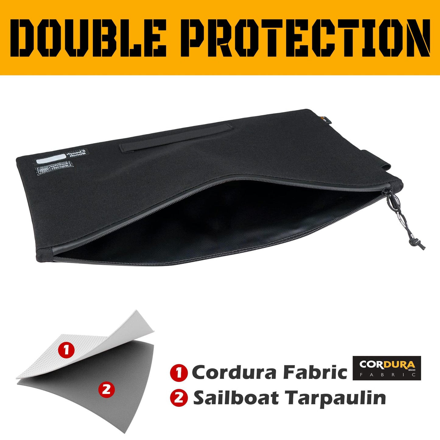 Rough Enough Big Document File Folder Organizer Holder Bag Pouch A4 Paper Letter Manila Size Case Large Carry Legal Notebook Storage for Filing with Zipper Handle Pen Loop Waterproof Black