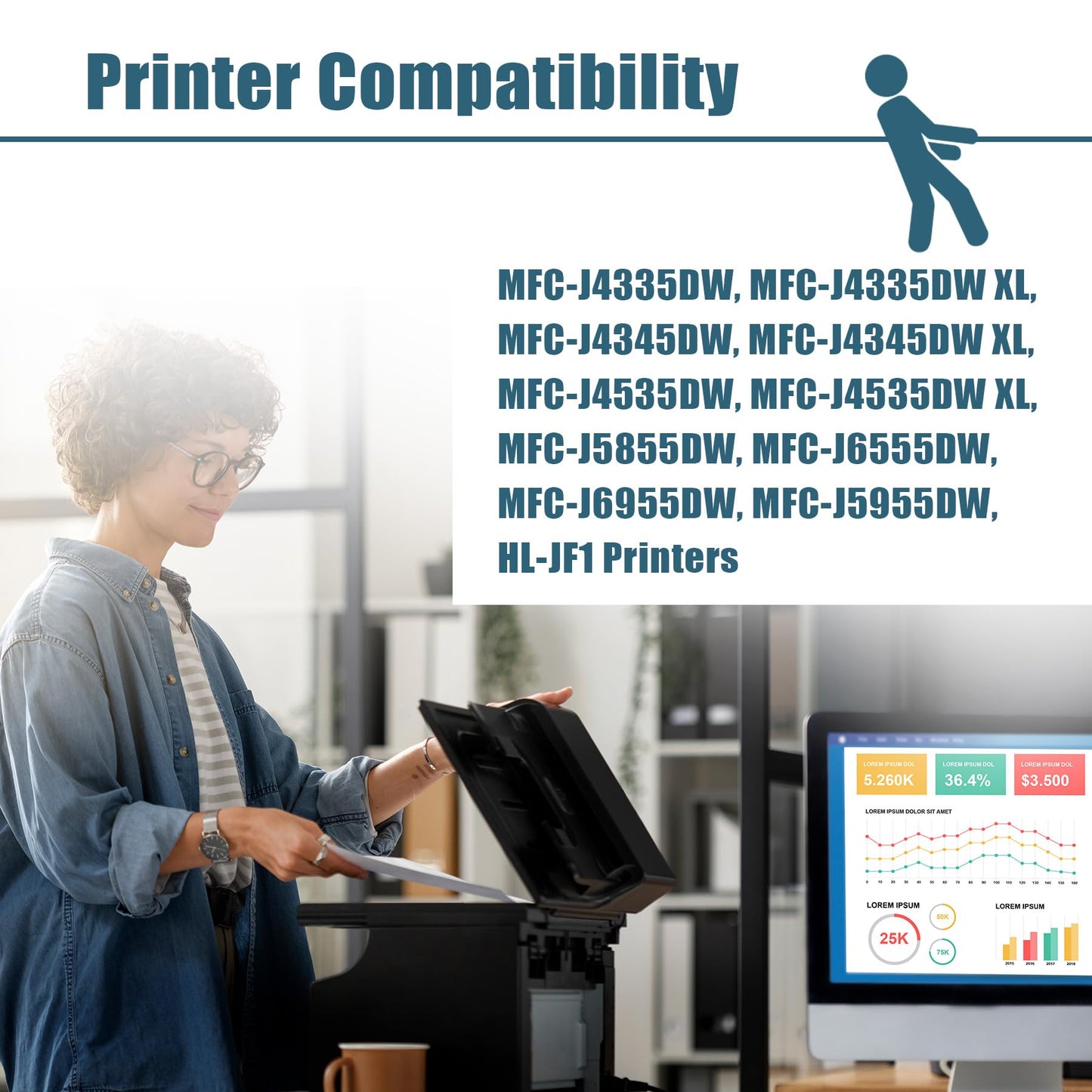 Compatible LC406XL Ink Cartridges Combo Pack Replacement for Brother LC406 Ink for MFC-J4335DW MFC-J5855DW MFC-J4535DW MFC-J5955DW MFC-J4535DWXL MFC-J6555DW Printers (LC406XL BK/C/M/Y)
