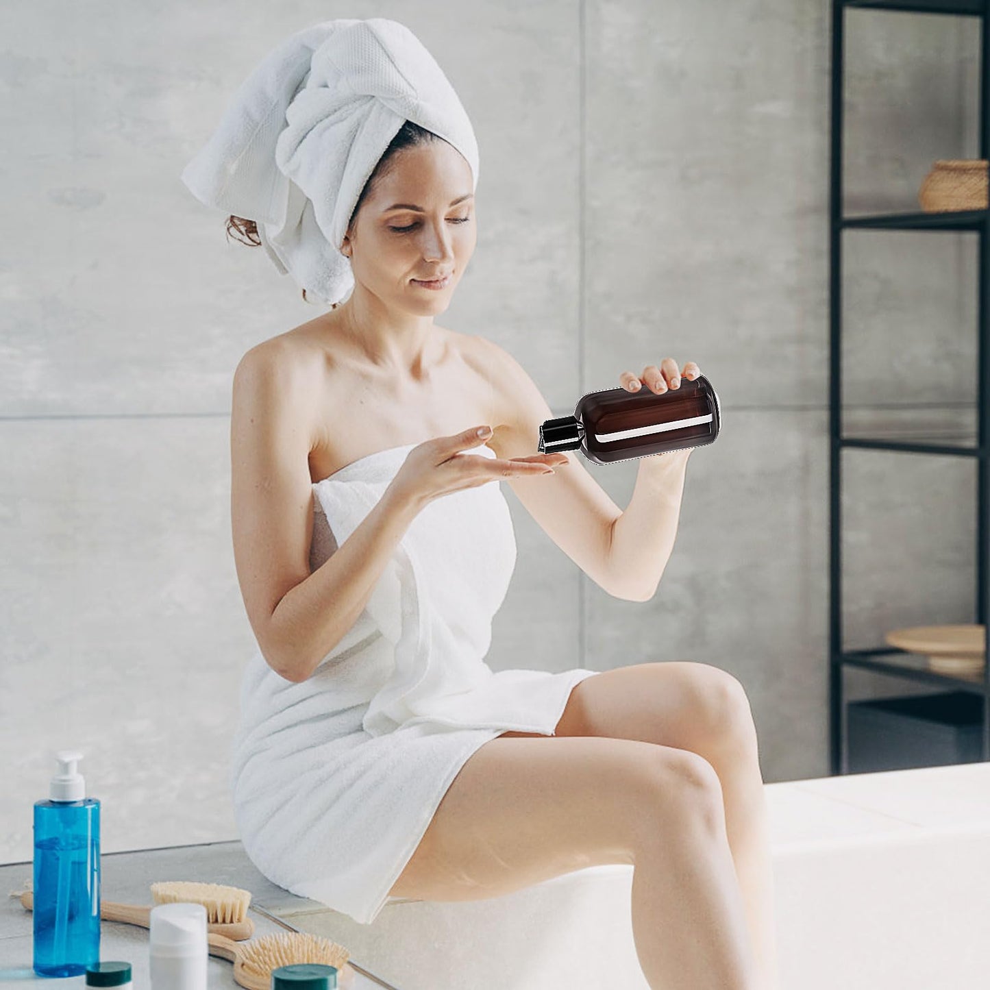 36Pcs Plastic Travel Bottles 8 Oz,Amber Empty Plastic Bottles with Disc Top Flip Cap,Cosmetic Travel Container Refillable Squeeze Bottles for Shampoo Lotions Toiletries Liquid Body Soap