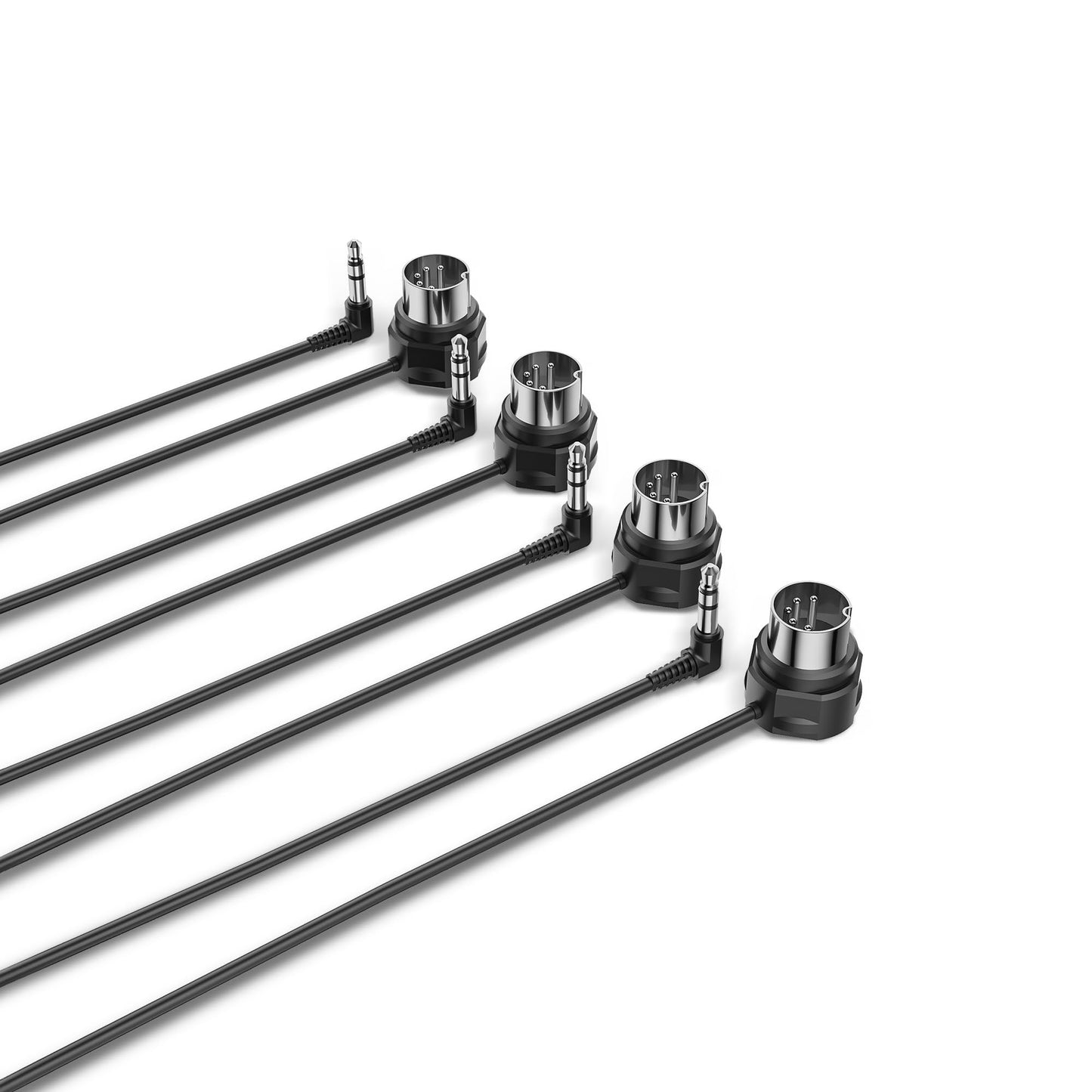 CME TRS MIDI Cable 4-Pack - TRS Type A (3.5mm - 1/8”) to 5-pin DIN, 2FT / 60CM, Low-Profile - Right Angle Ultra-Thin Plugs for Compact Spaces - Ideal for Synths & Pedalboards
