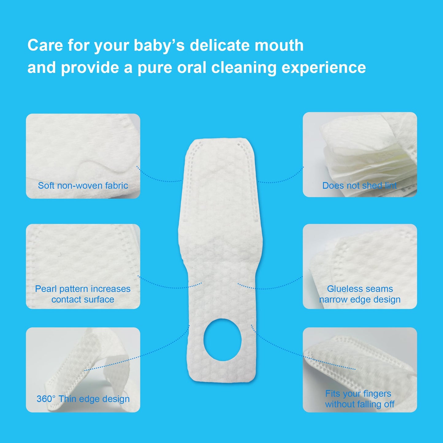 BabyPearl 102PCS Baby Tongue Cleaner, Disposable Newborn Finger Toothbrush, Soft Gauze Baby Mouth Cleaner for Infant Gum Teeth Cleaning, Wet&Dry Mouth Cleaner for 0-36 Months Babies