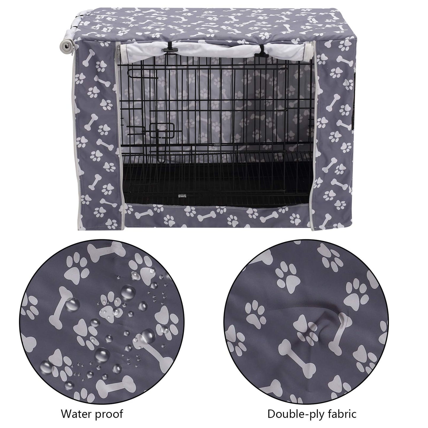 Pethiy Dog Crate Cover Durable Polyester Pet Kennel Cover Universal Fit for Wire Dog Crate - Fits Most 42 inch Dog Crates - Cover only-Sky Gray-42