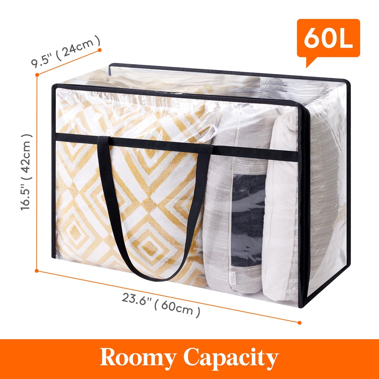 Lifewit 4 Pack Clear Clothes Storage Bags, 60L Plastic Blanket Storage Bags, Vinyl Foldable Moving Bags with Zipper, Closet Organizers and Storage Containers for Bedding, Duvet, Comforter
