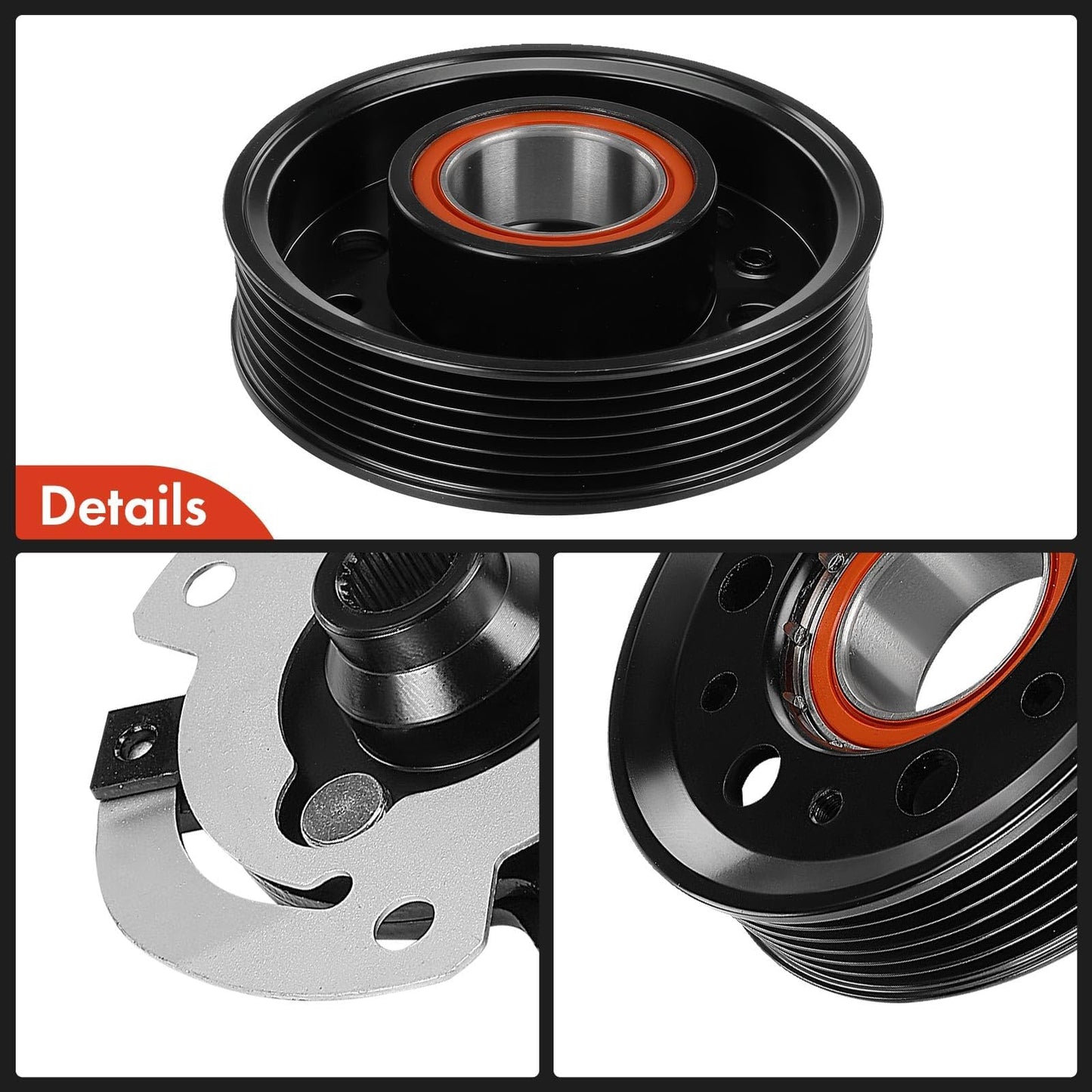 A-Premium Air Conditioner AC Compressor Clutch Kit Compatible with Volkswagen Jetta, Passat, Golf, Tiguan, Beetle, CC, Eos, GTI, Golf City, Golf R, Passat CC & A3, TT, A3 Quattro, TT Quattro