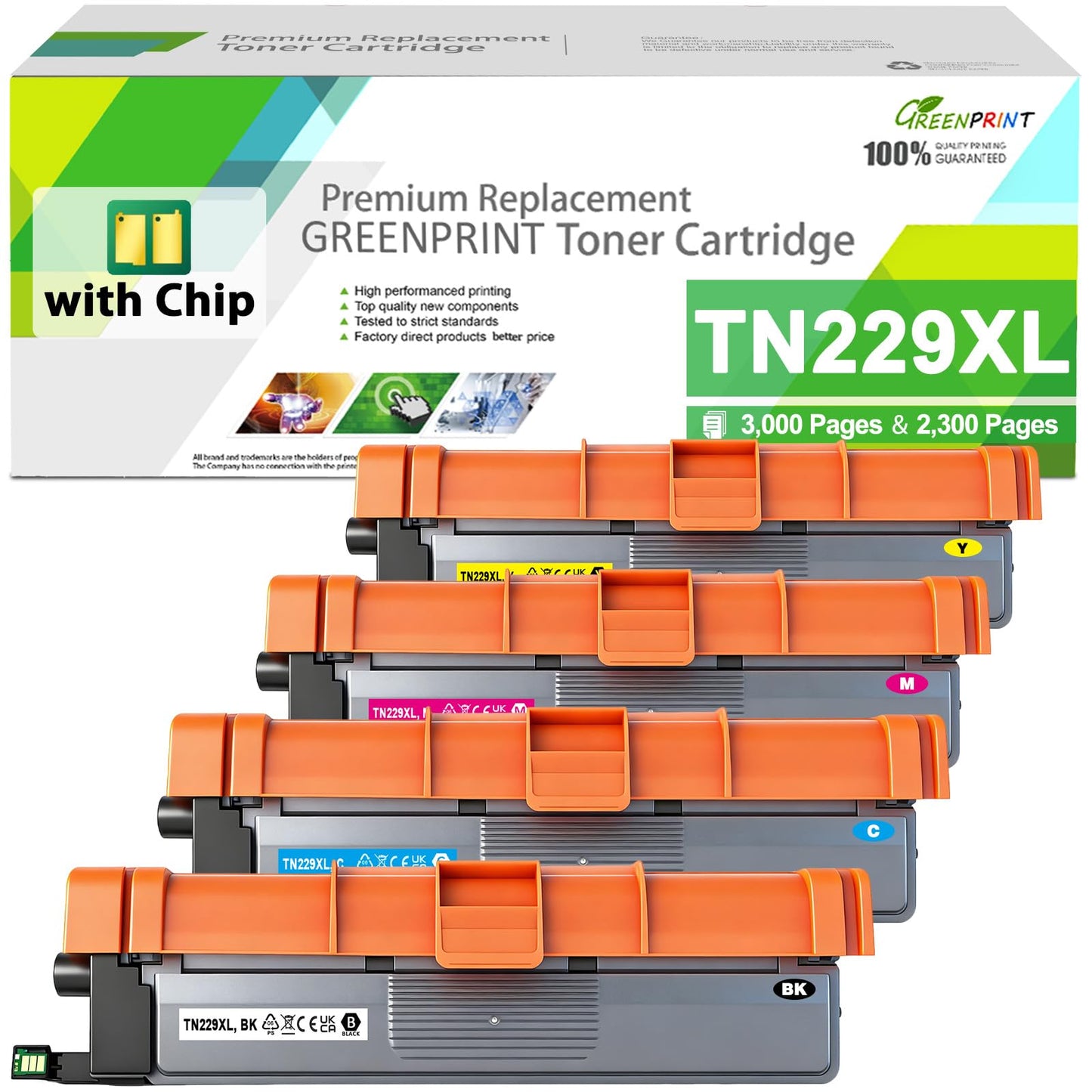 4 Colors 229XL TN229XL TN-229XL Toner Cartridges Replacement for Printers HL-L3220CDW HL-L3280CDW HL-L3295CDW HL-L3300CDW HL-L8245CDW MFC-L3720CDW MFC-L3765CDW MFC-L3780CDW MFC-L8395CDW