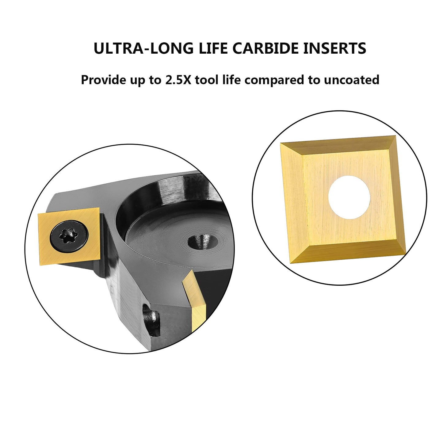 SpeTool CNC Spoilboard Surfacing Router Bit 1/2" Shank 2-1/2" Cutting Diameter,4 Wing Carbide Insert Slab Flatting Router Planer Bit Wood Planing Bit Woodworking Tools