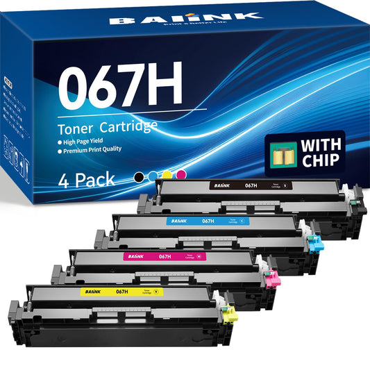 BAIINK 067H High Yield Toner Cartridge Replacement for Canon 067 Toner Cartridge Set Compatible with Canon imageCLASS MF656Cdw MF654Cdw MF653Cdw LBP633Cdw LBP632Cdw (Black Cyan Magenta Yellow)