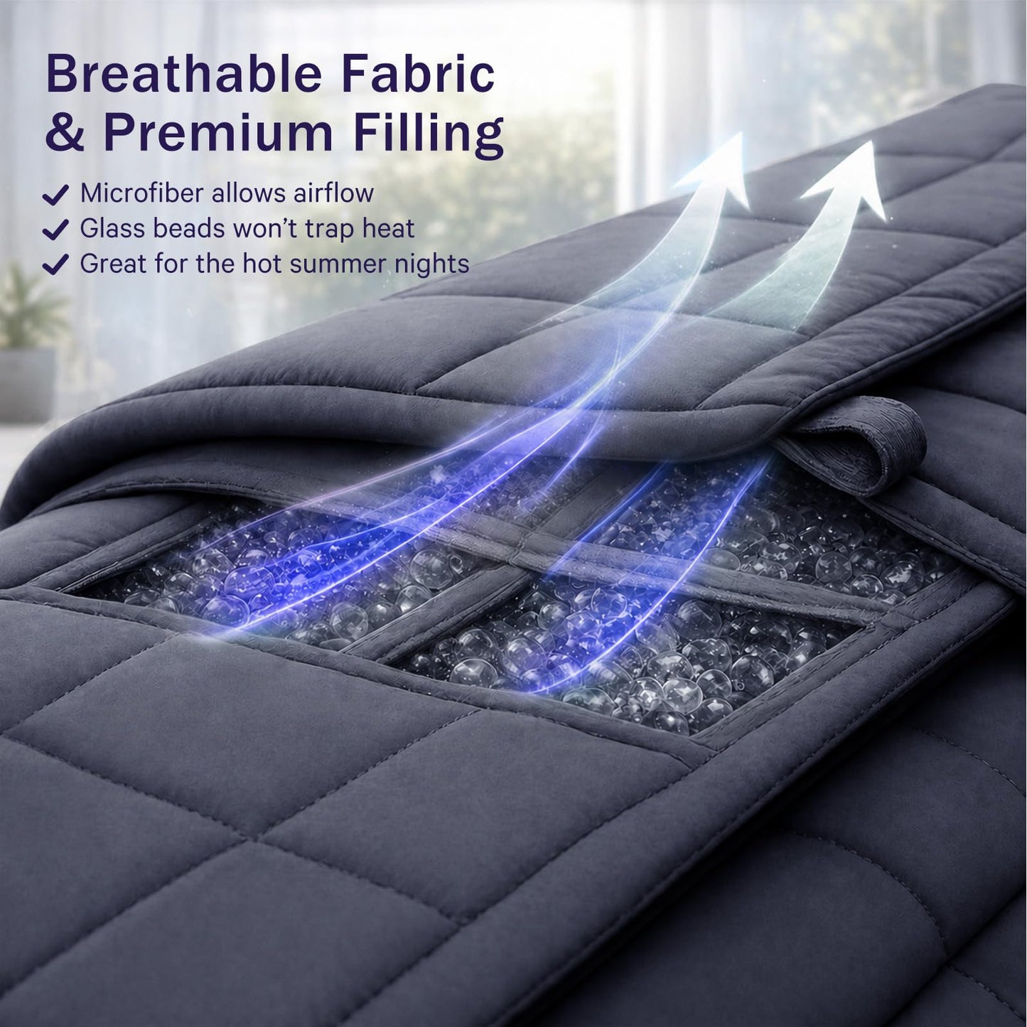 BETU Weighted Blanket Twin (20lbs, 48"x72") Charcoal Cooling Heavy Blanket for Adult 180-220lbs with Premium Glass Beads - Soft Thick Big Blankets for All-Season Sleeping Comfort Breathable