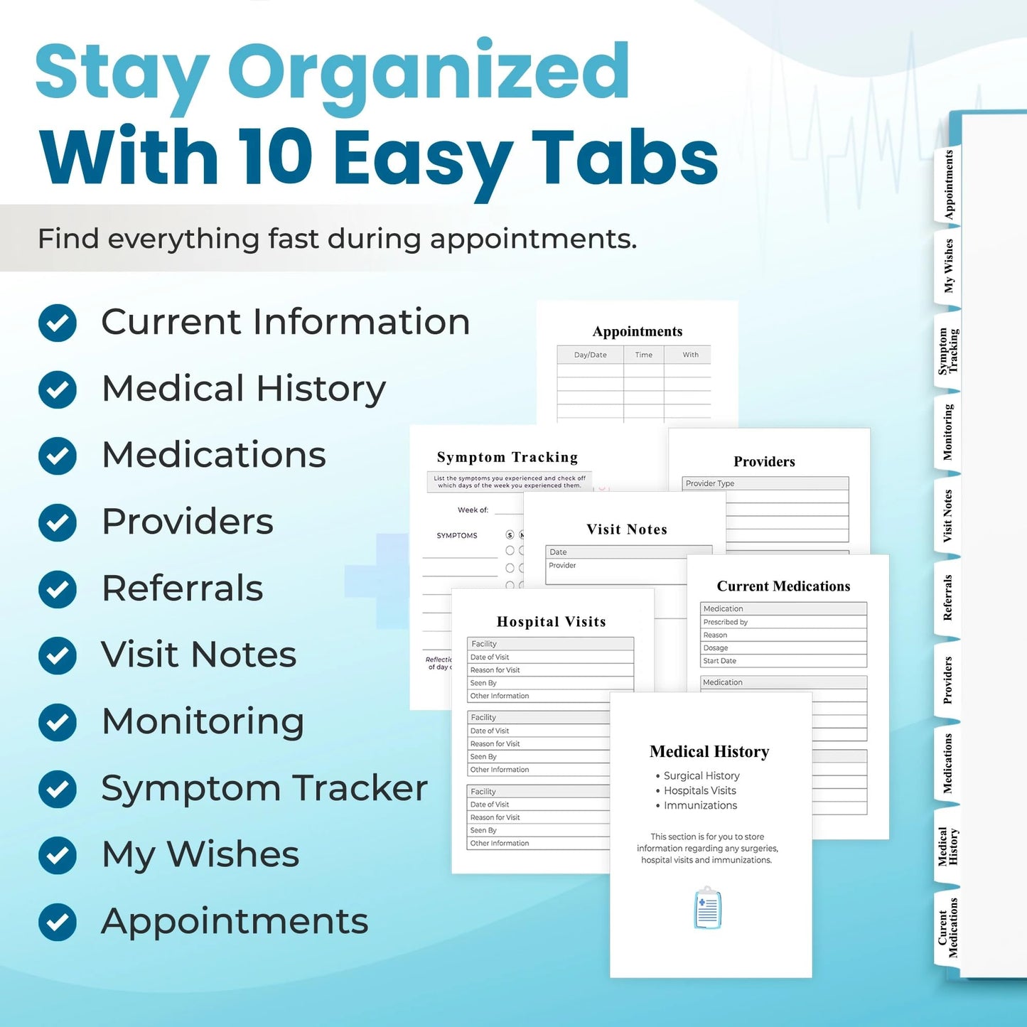 Planners With Purpose B5 Medical Visit Logbook - Large Spiral Bound Medical Planner & Health Journal for Chronic Illness, Doctor Appointments, Symptom Tracking, Medications & Medical History Organizer
