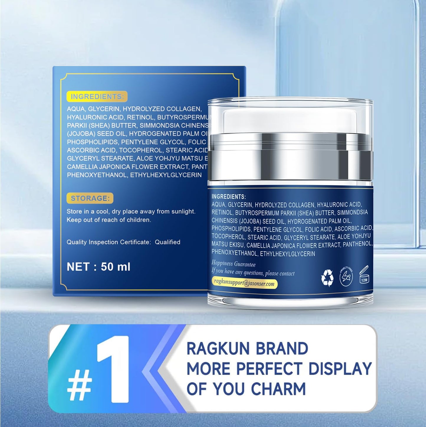 Face Moisturizer Retinol Cream - Neck Collagen Creams for Tightening and Firming - Anti Aging Day & Night Facial Moisturizer for Women & Men, Tighten and Lift Wrinkle Cream - 2-Pack