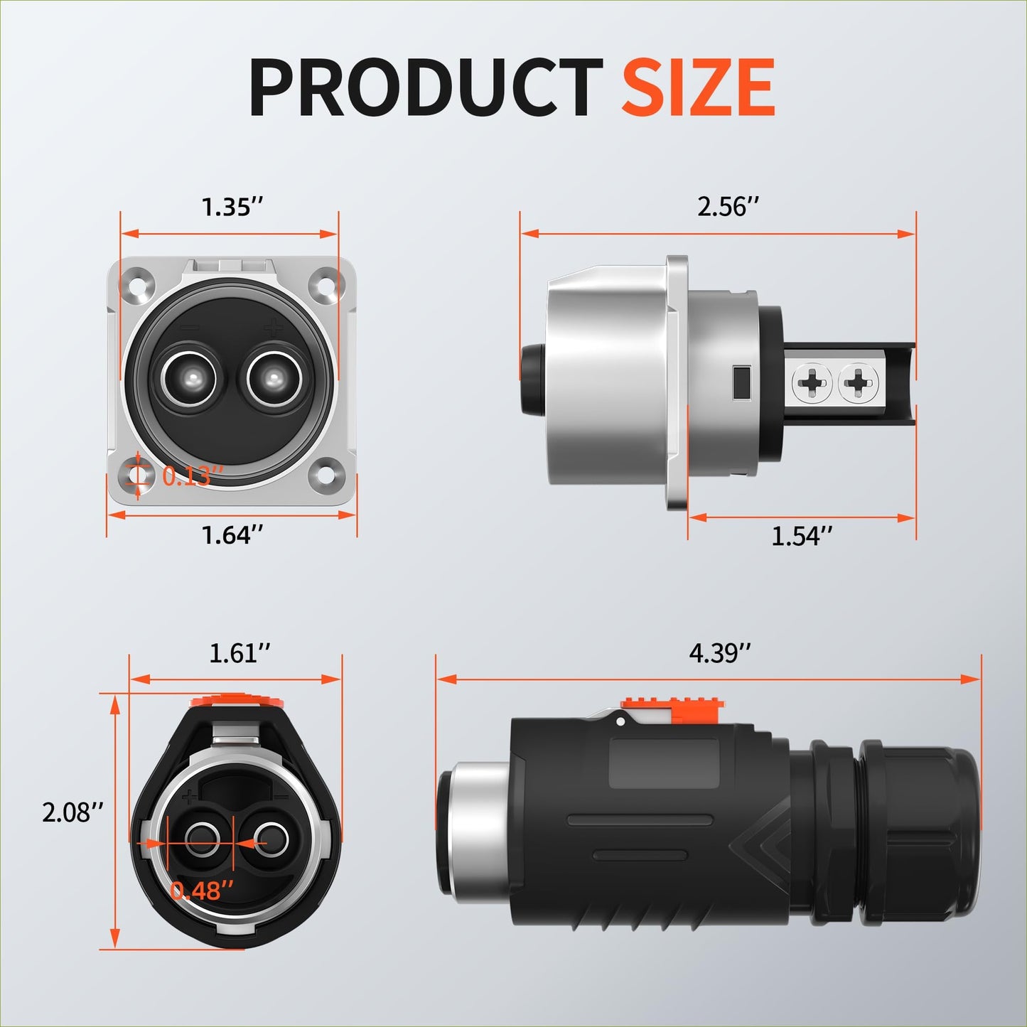 RVMARINEPAT 100 Amp Trolling Motor Plug and Receptacle Set - 6 to 4 AWG Wire Circular Connector - Fast Locking 2 Pin 12V-48V Power Connector - Waterproof for Marine Boat