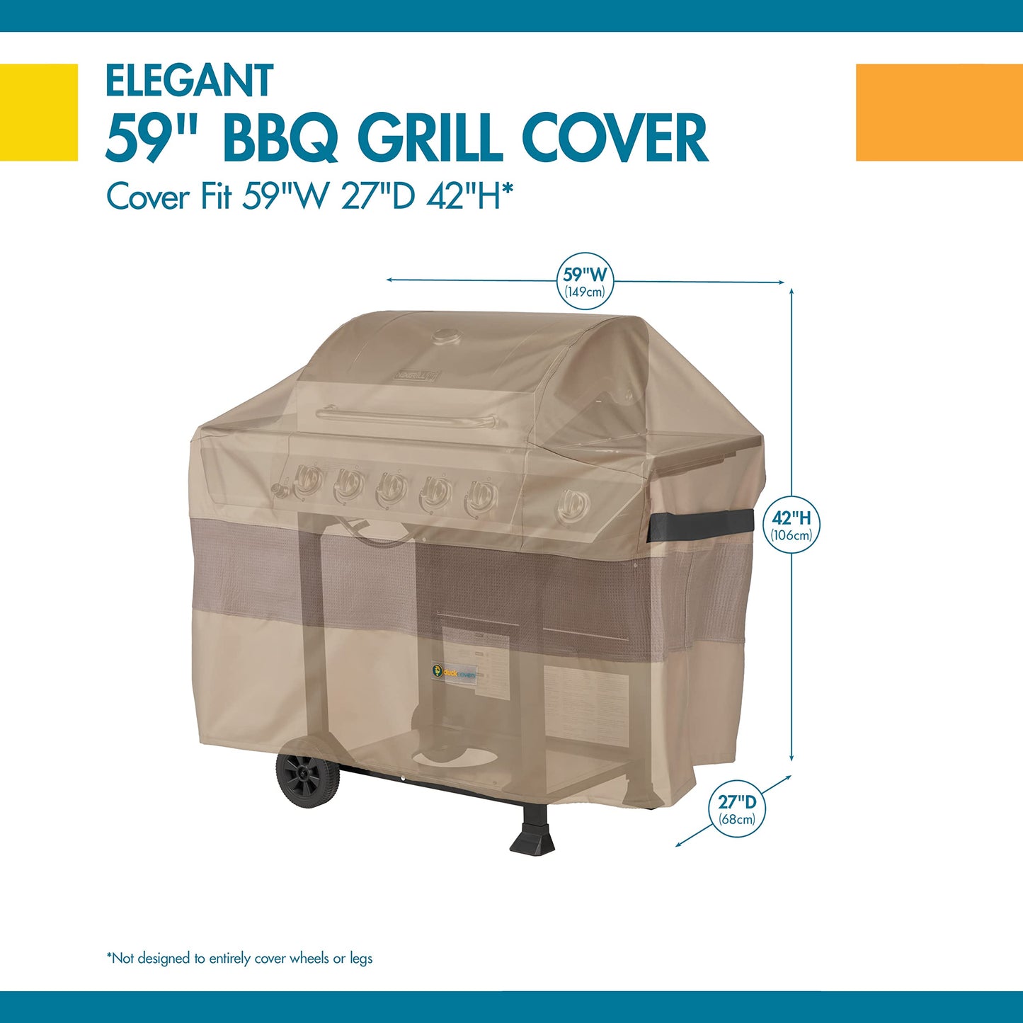 Duck Covers Elegant Waterproof 59 Inch BBQ Grill Cover
