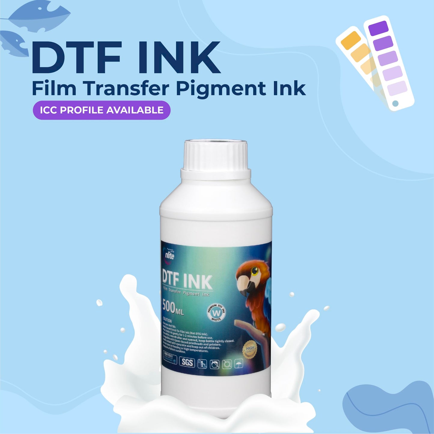 Enlite Premium DTF White Ink for DTF Heat Transfer Film Printing, Used for Epson Printhead L1800 L805 R1390 4720 I3200 XP600 DX7 DX5 5113, Great Fluency, Whiteness and Covering Rate, 16.9oz