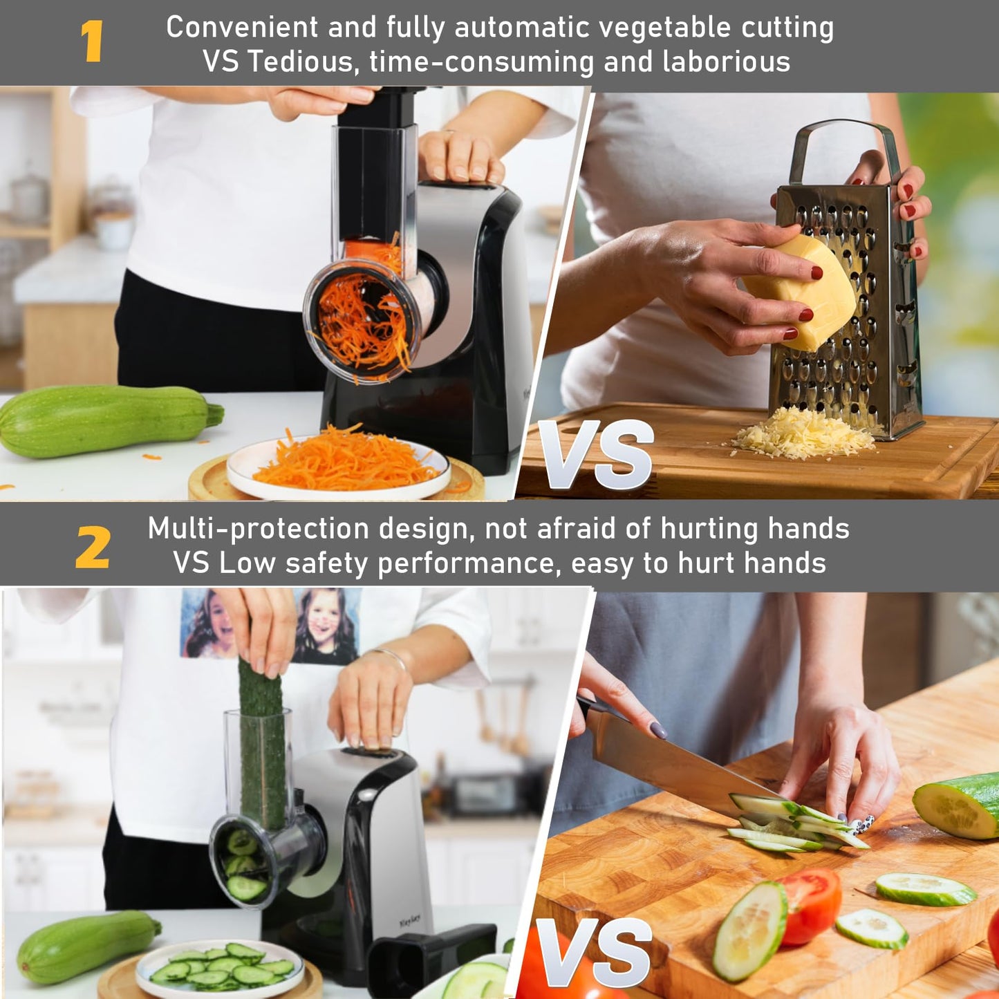 Professional Salad Maker, Electric Slicer Shredder/Graters/Chopper for Cheese, Carrot, Potato, Cucumbers