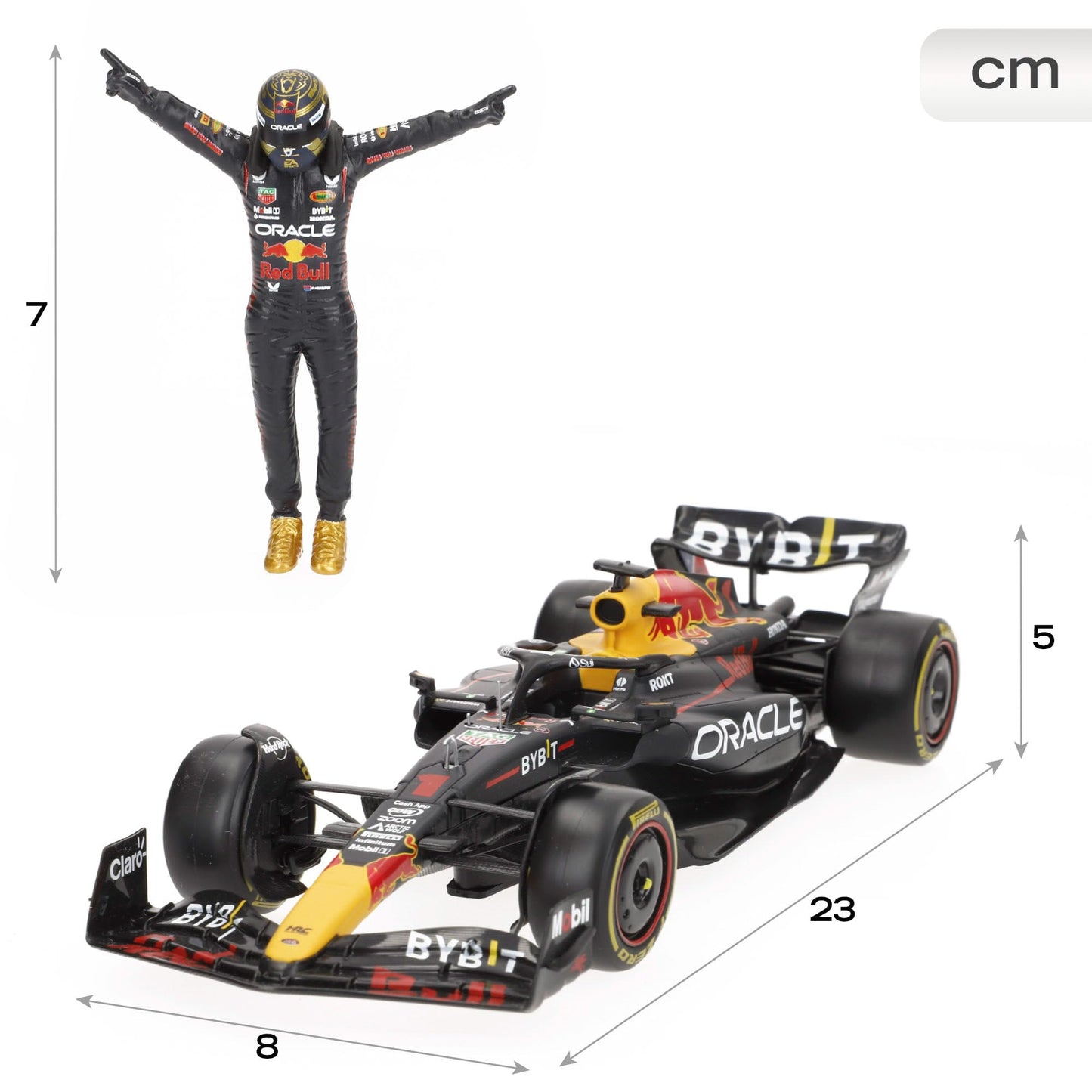 Bburago - Red Bull Racing RB19 Max Verstappen #1 2023 - Realistic 1:24 Scale Model Car and Figure of Max Verstappen Official Red Bull Licence, Recommended Age 14+ Years