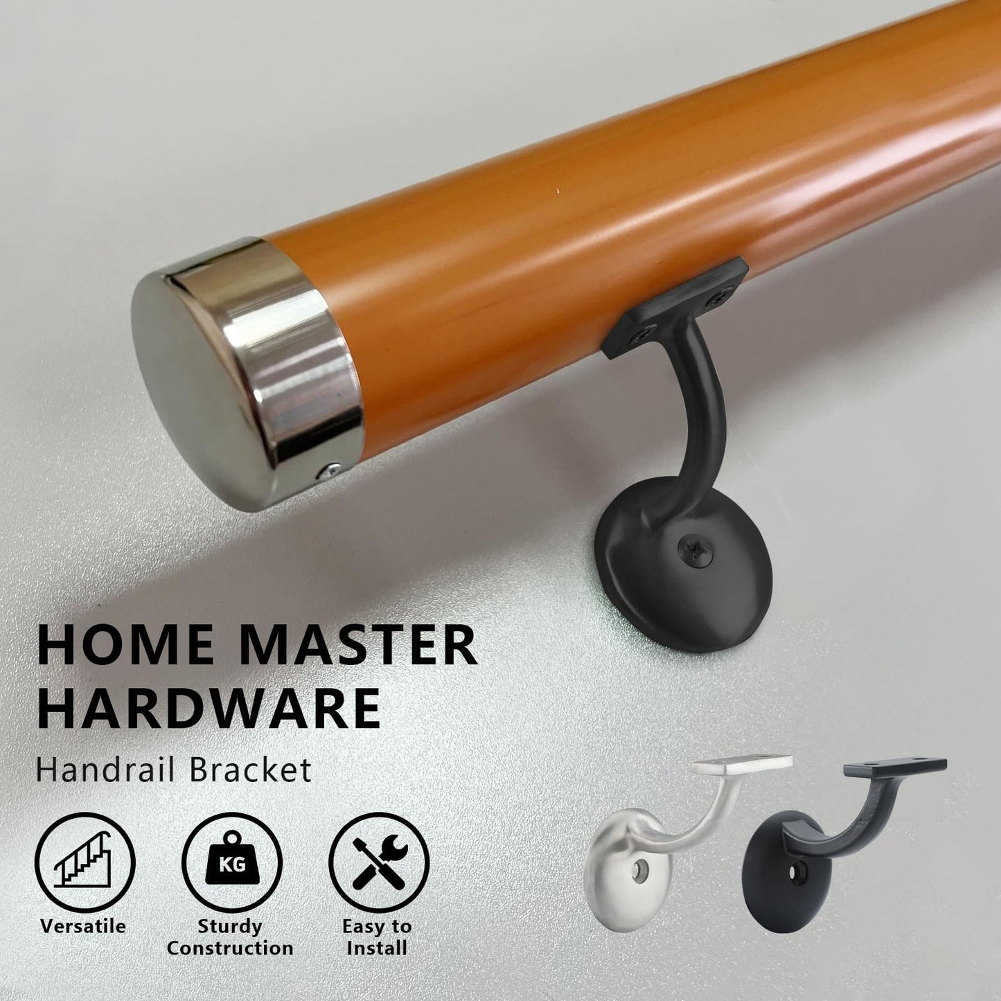 Hand Rail Bracket Heavy Duty Hardware for Stairways, Home or Office Stair Support Handrail Brackets Matte Black 6 Pack HOME MASTER HARDWARE
