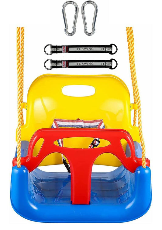 3-in-1 Swing Set for Kids,Hanging Swing Anti-Flip Snug & Secure Detachable Children to Teens Swing Easy Assembly & Store for Outdoor Playground(Blue)