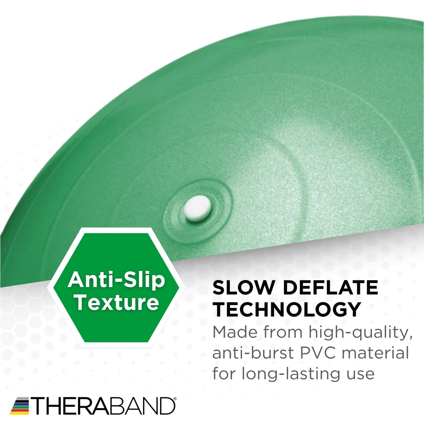 TheraBand Exercise Ball, Professional Series Stability Ball with 65 cm Diameter for Athletes 5'7" to 6'1" Tall, Slow Deflate Fitness Ball for Improved Posture, Balance, Yoga, Pilates, Core, Green