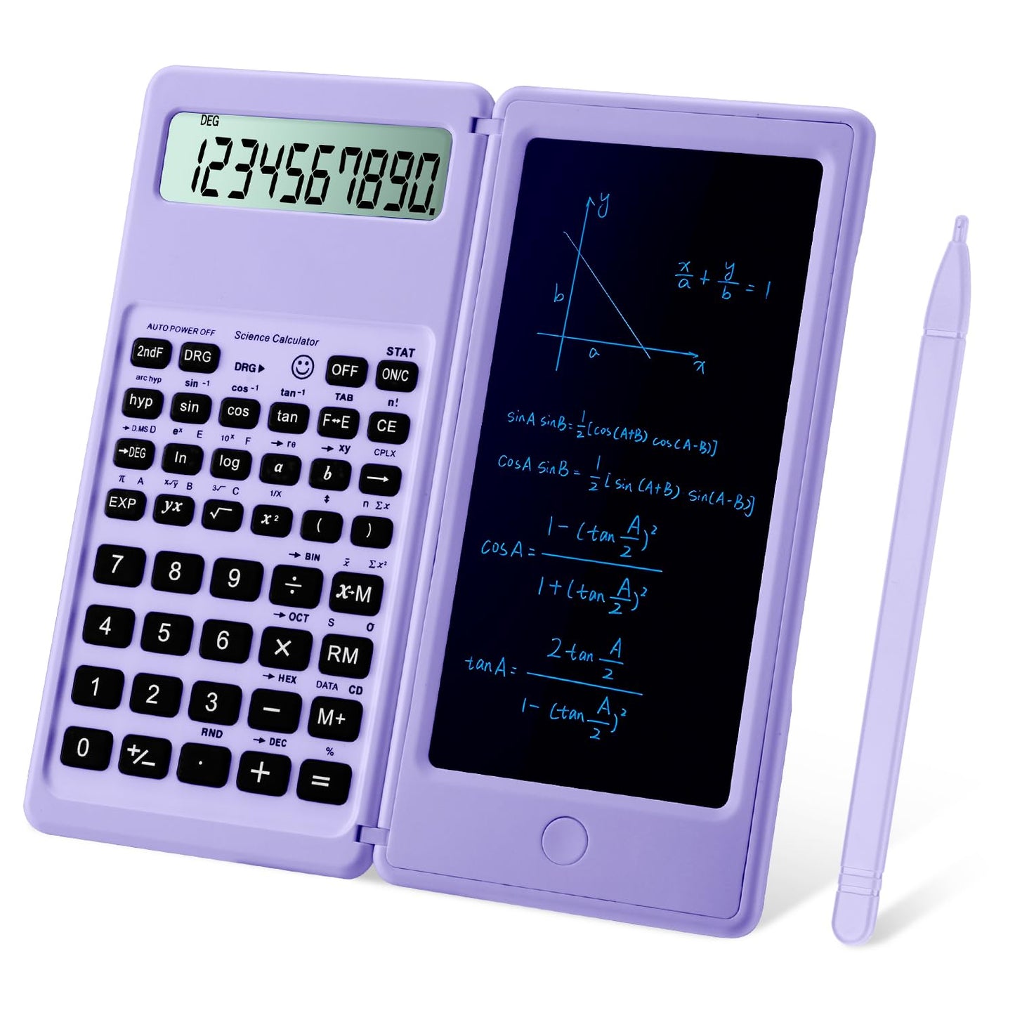 IPepul Scientific Calculator for high-school, 10 Digits Digital with Erasable writing board Math Calculator for middle school & College (Purple)