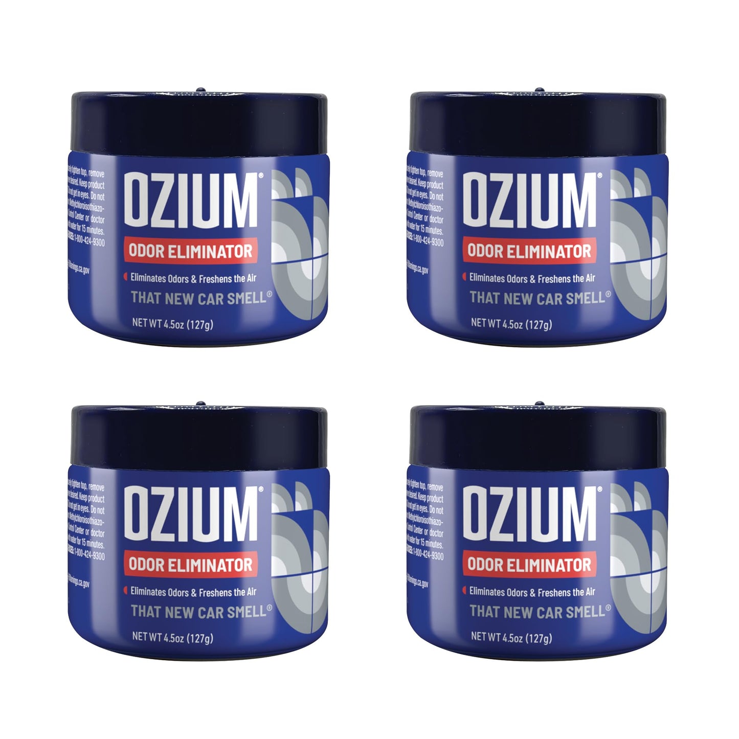 Ozium 4.5 Ounce 4 Pack Odor Eliminating Gel for Homes, Cars, Offices and More, New Car Smell