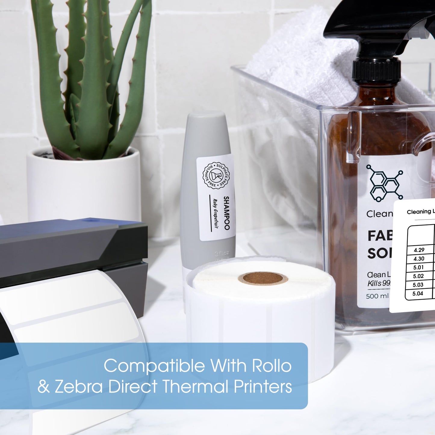 Spartan Industrial - 4" X 3" Direct Thermal Labels (10 Rolls, 500/Roll) Shipping, Postage, and Mail Labels Compatible with Rollo, Zebra, and Other Desktop Label Printers