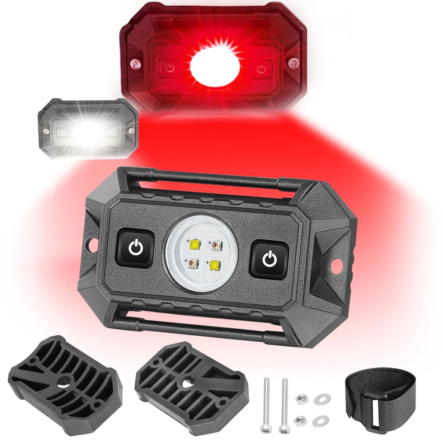 LED UTV Dome Light Red White 12V W/Switch, IP68 Waterproof Aluminum Universal Roll Bar Mount LED Interior Dome Light for UTV Can-Am Commander Defender Maverick X3 ATV Polaris RZR Truck