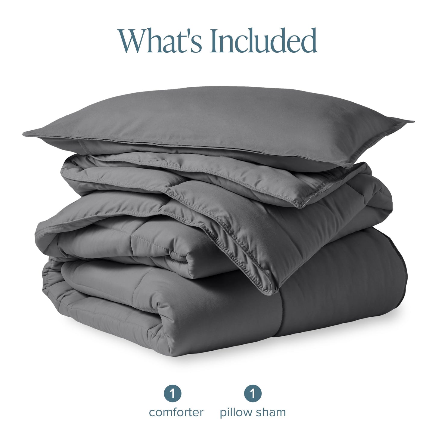 Bare Home Comforter Set - Twin/Twin Extra Long - Ultra-Soft - Premium 1800 Series - All Season Warmth (Twin/Twin XL, Grey)