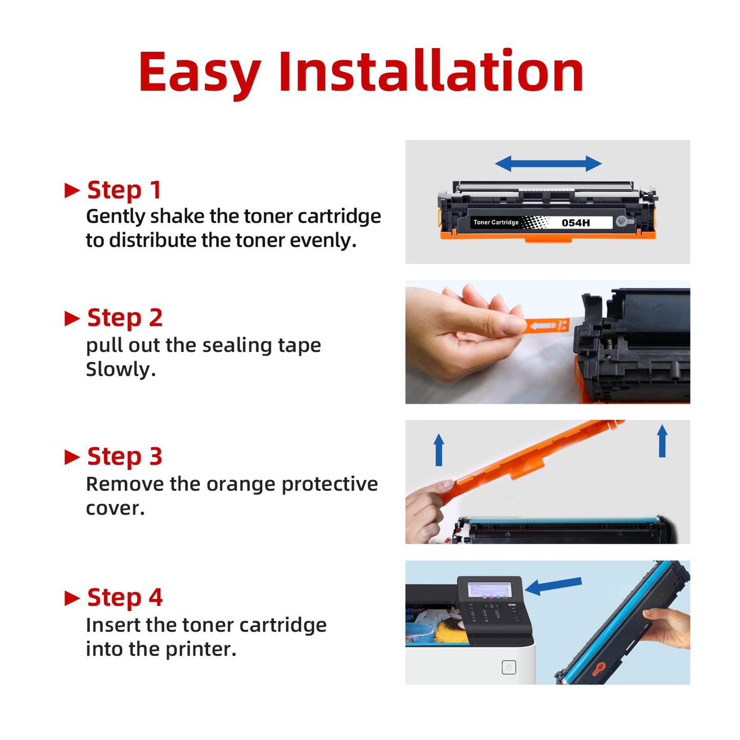 054H Toner Cartridge Replacement for Canon 054H 054 H CRG-054 Work with Canon MF642Cdw Toner Cartridges, Color imageCLASS MF644Cdw LBP622Cdw MF641Cdw Laser Printer Toner (4 Pack)