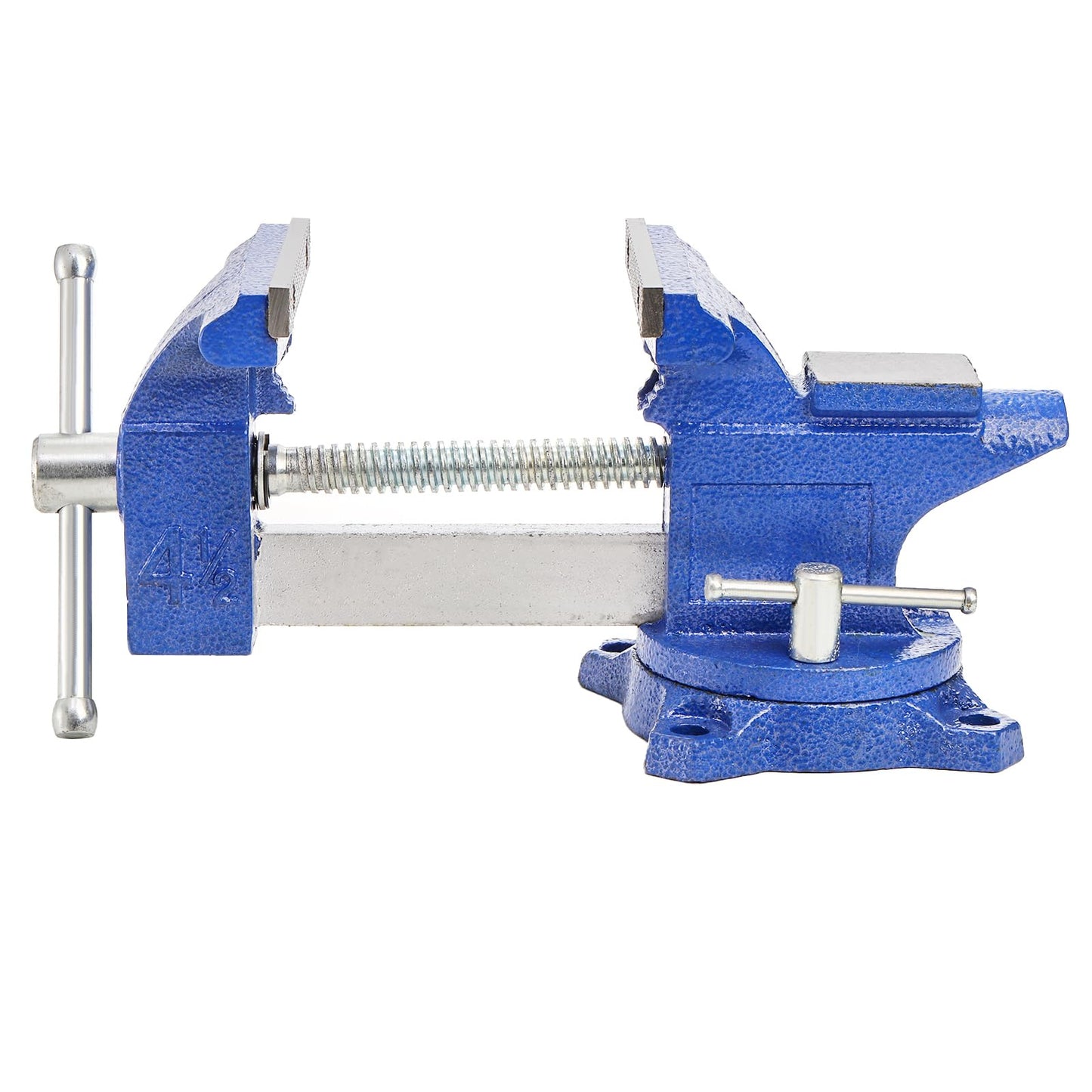 Fasmov Bench Vise, 4-1/2" Vice With 240° Swivel Base Clamp Home Vises Rotation Base, Swivel Base Bench for Workbench, Clamp-on Home Merchanic Vice Desktop Clamp for Woodworking, Drilling, Blue