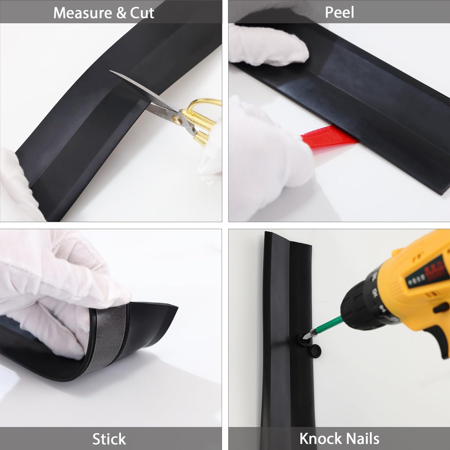 Gaahing Garage Door Top and Sides Seal Strip, Universal Weather Stripping, Self-Adhesive Weatherproofing Molding Trim with 40 Sets of Screws (Black, 10m)