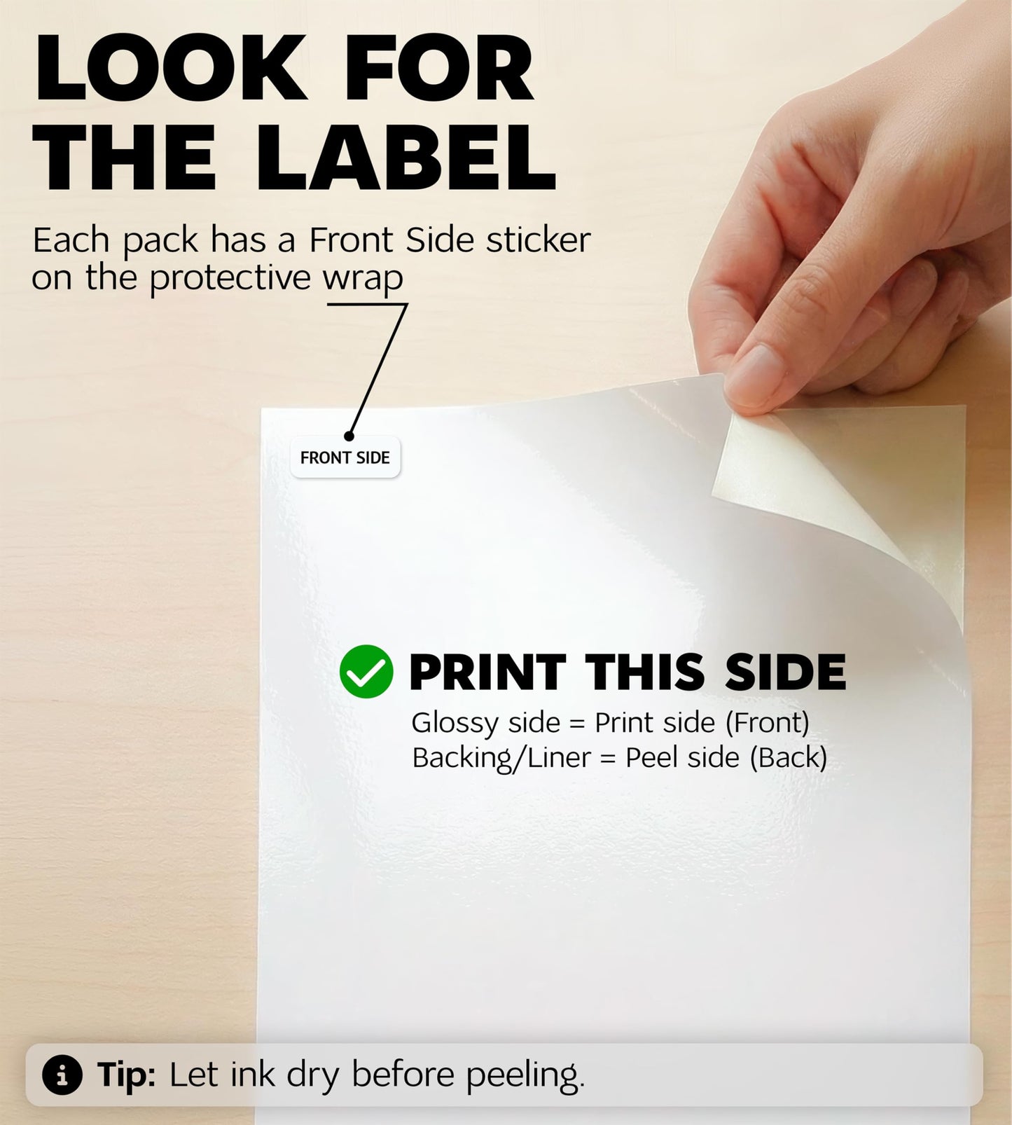Premium Printable Vinyl Sticker Paper for Inkjet Printer and Laser - 50 White Glossy Sticker Paper Waterproof - Durability Adhesive Paper 8.5 x 11, Fast Dry, Holds Ink Well, Great for Cutting Machines