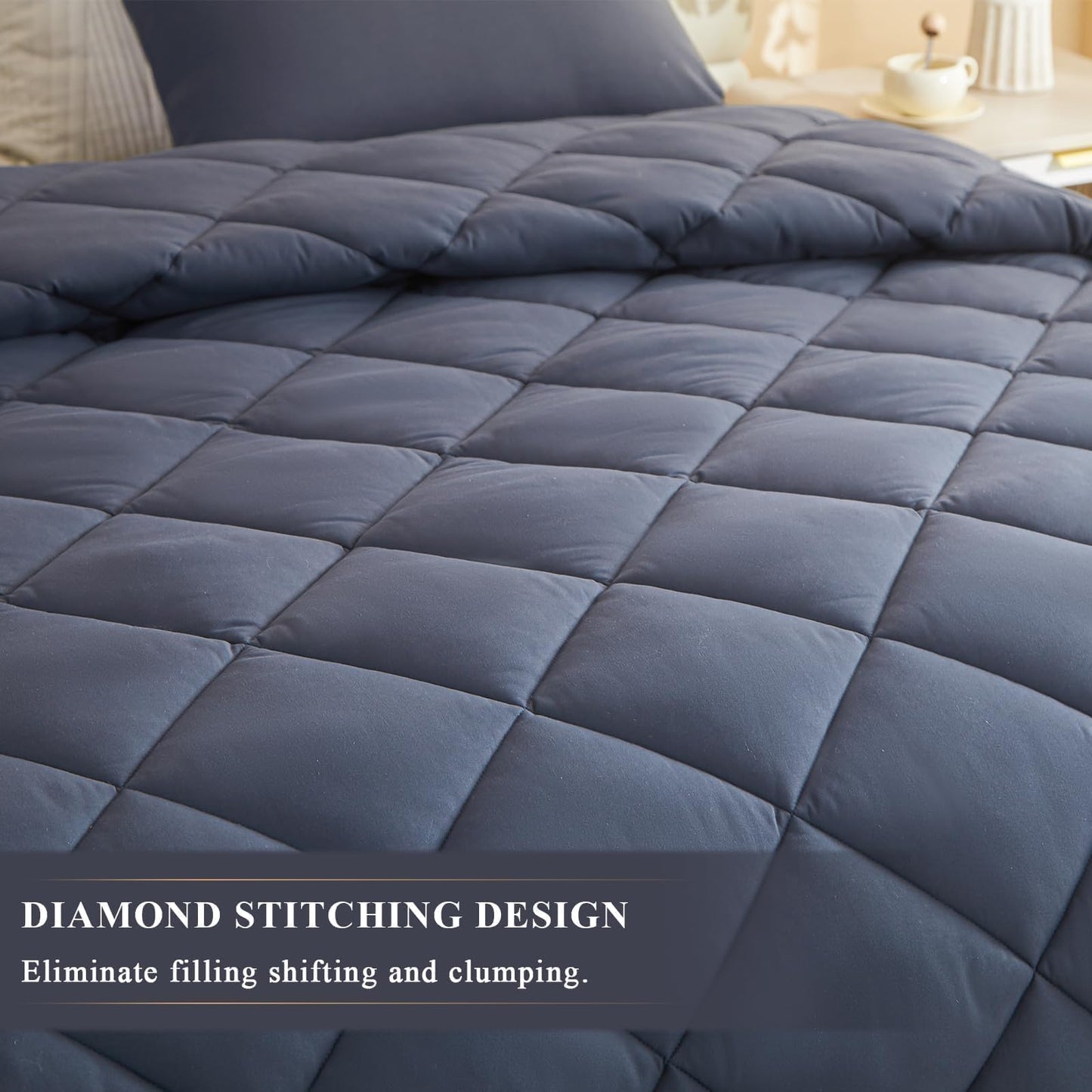 128x120 Oversized King Comforter, Extra Large King Size Comforter Oversized, All Season Soft Lightweight Quilt Down Alternative Duvet Insert with 8 Corner Tabs(120x128, Grey)