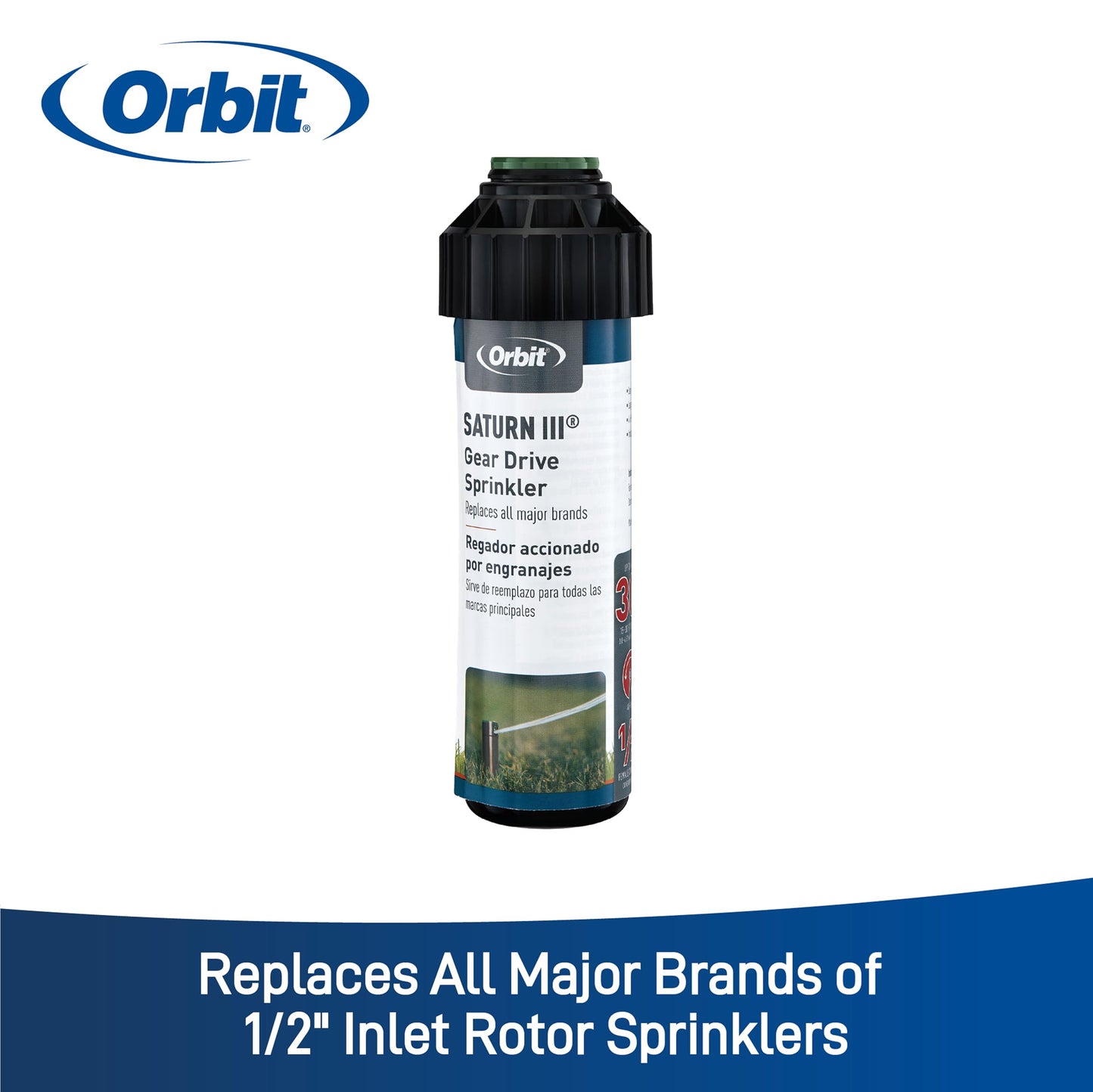 Orbit 55469 – Sprinkler Saturn III Medium Scope, pre-Installed with Nozzle, 5.50 x 11 x 17 cm, Black/Green