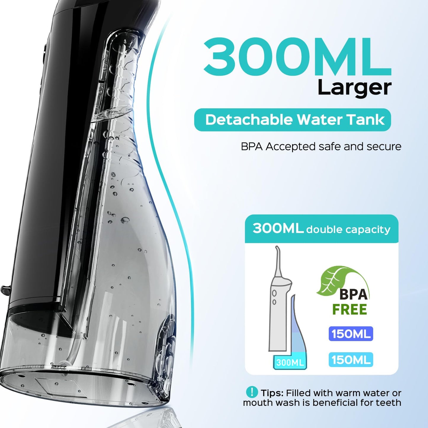 COSLUS Water Teeth Flosser & Electric Toothbrush Combo: 2-in-1 Portable Deep Cleaning Kit, Sonic Toothbrush and Pick with Multiple Modes & 4 Tips 4 Brushes for Family, IPX7 Waterproof, Black, C20&C41