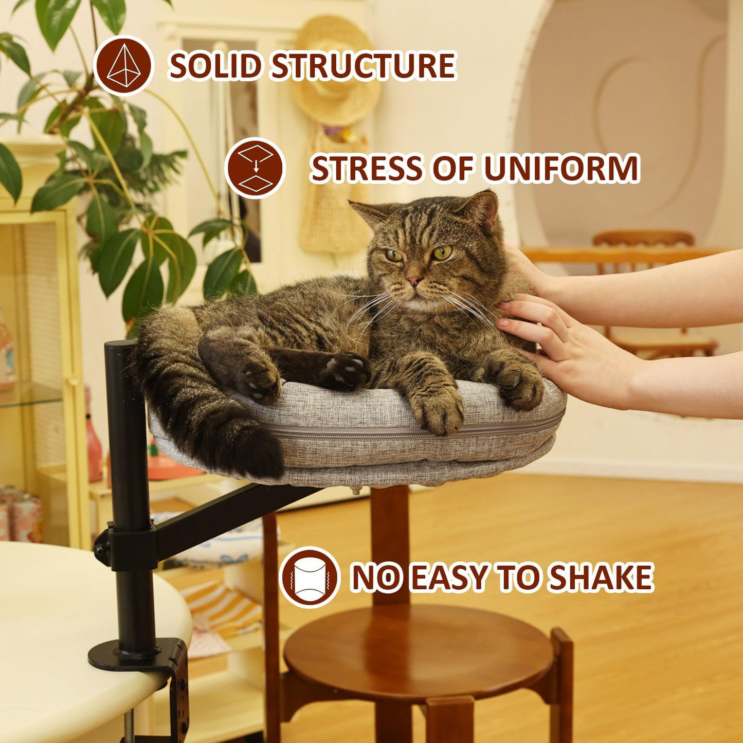 ZBUQ Adjustable Cat Bed Hammock for Desk, Under Desk Pet Resting Cradle, Indoor Cat Sleeping Lounger
