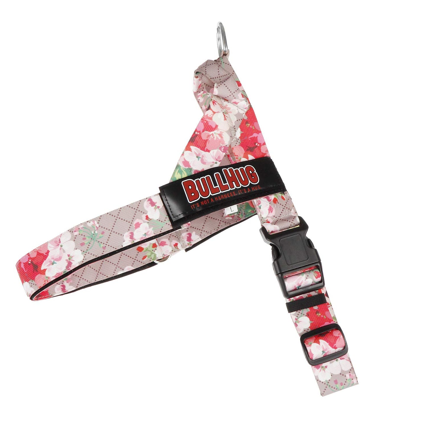 BULLHUG Adjustable Dog Harness – No Pull, No Choke – for English Bulldogs, French Bulldogs, Pugs & Broad-Chested Breeds – Easy, Safe Walks (Pink Floral, Large)