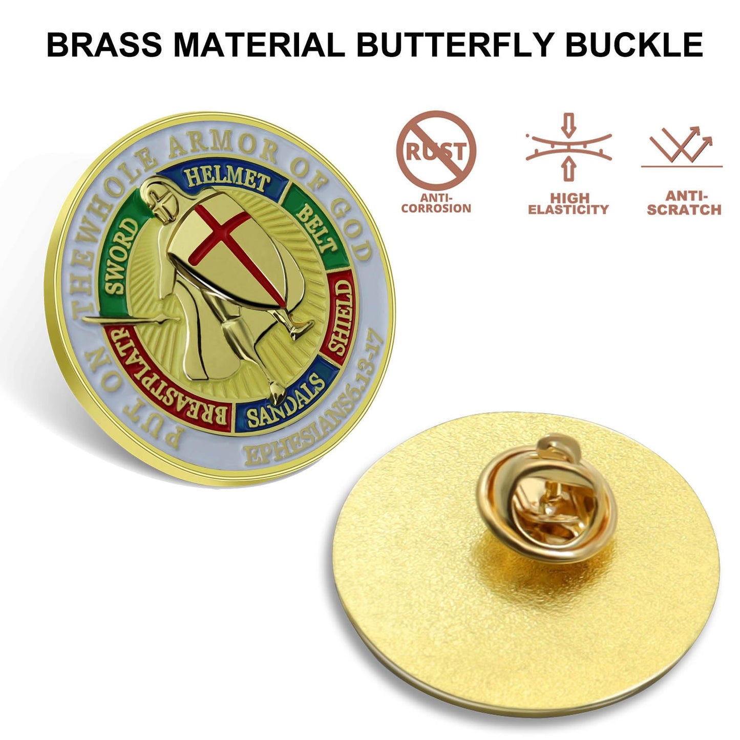 50/PacK Put On The Whole Armor Of God Pins-Ephesians 6 13-17