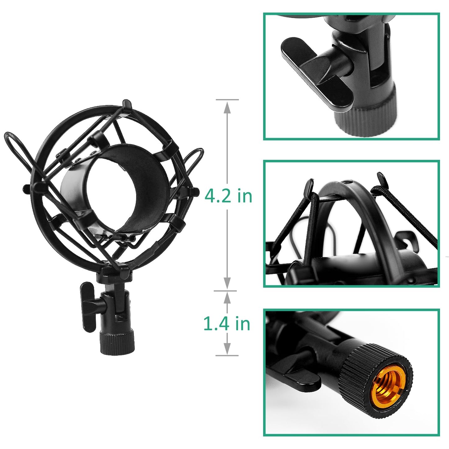 Rigych AT2020 Desktop Mic Stand, Table Mic Stand Adjustable Height with Metal Shock Mount, 5/8 to 3/8 Screw Adapter, Metal Weighted Base, for AT2020 AT2020USB AT2020USB+ AT2035 Microphone