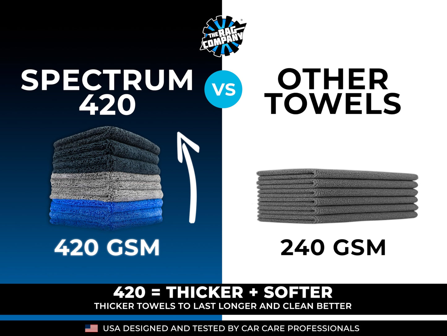 The Rag Company - Drying Towels for Car Detailing - Premium Microfiber Cloth Perfect for a Streak-Free Finish - Spectrum 420 Dark Pack - 420 GSM, 16" x 16" (9-Pack)