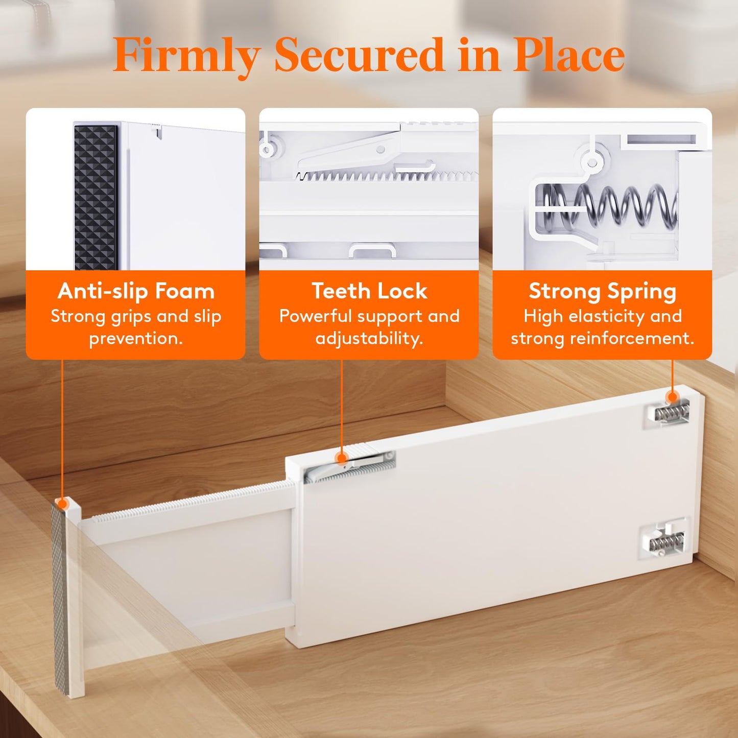 Lifewit 5" High Drawer Dividers, 13.5-22" Plastic Adjustable Drawer Organizers for Clothes, Expandable Dresser Deep Separators in Bedroom/Bathroom/Kitchen/Office Organization and Storage, 8 Packs