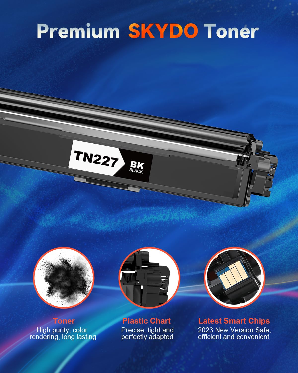(with Chip) TN227 Toner Cartridge TN-227 2 Black Compatible Replacement for TN227 TN-227BK TN223 Black Work with MFC-L3770CDW HL-L3270CDW HL-L3290CDW MFC-L3710CW HL-L3210CW Printer Toner