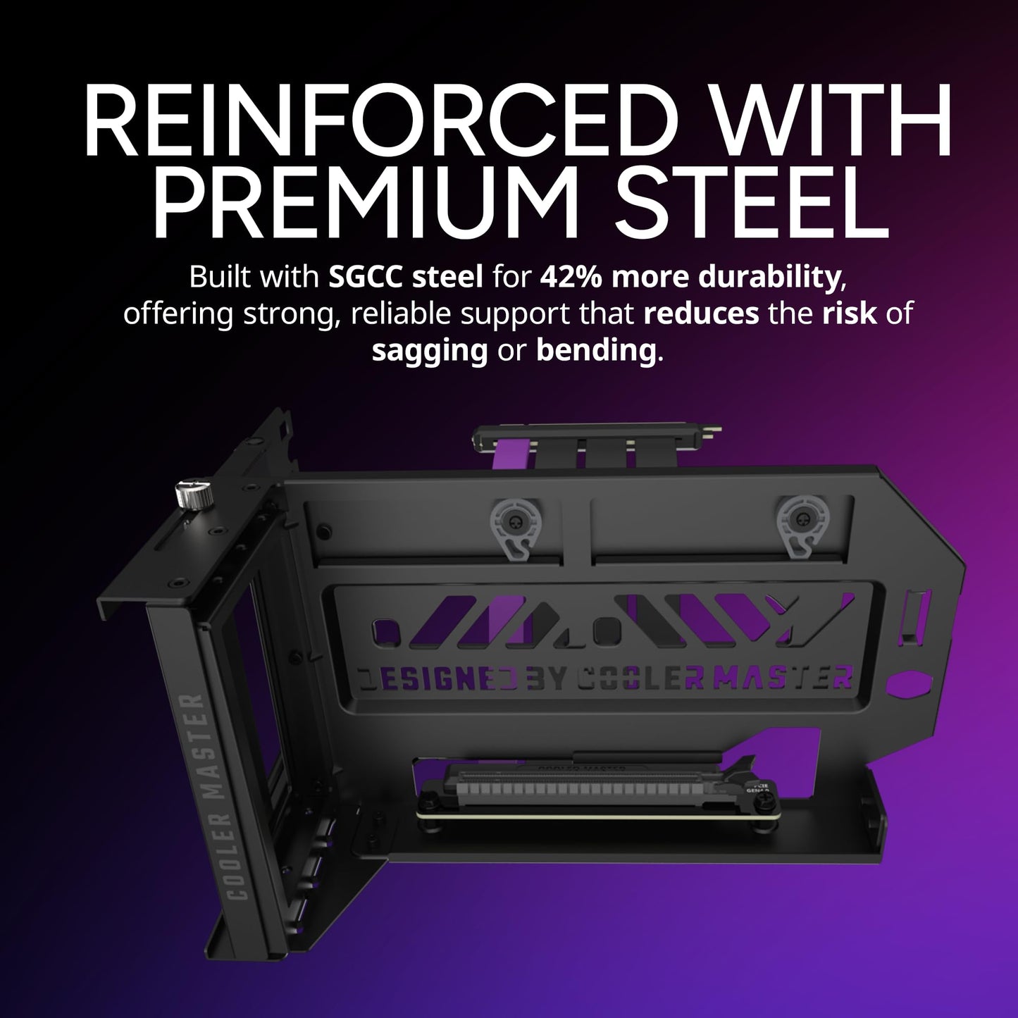 Cooler Master MasterAccessory Vertical GPU Card Holder Kit V3 Black, Premium Riser Cable PCI-E 4.0 x16-165mm, PCIe 3.0 Compatible, Adjustable Length for E-ATX|ATX|Micro ATX Case (MCA-U000R-KFVK03)