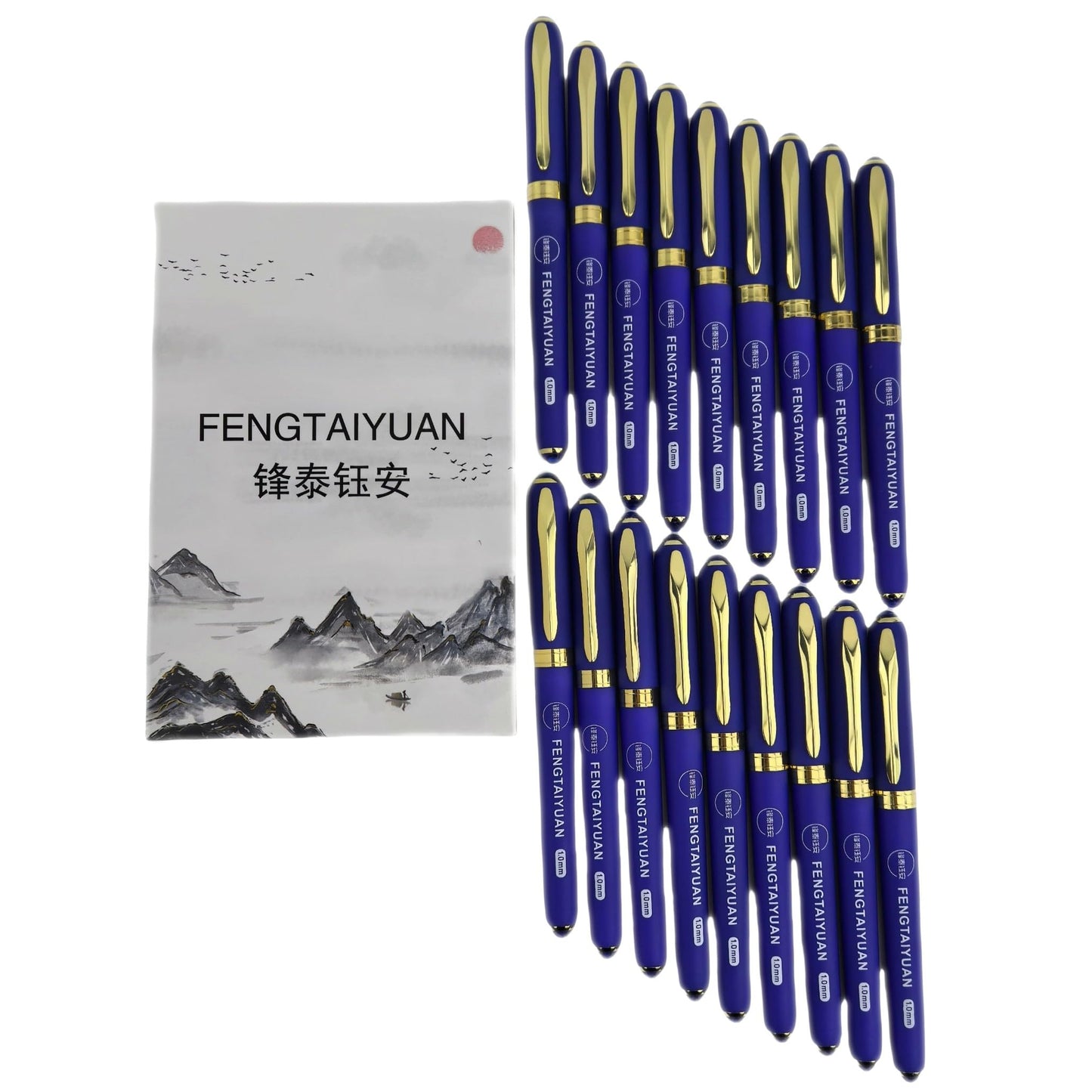 Fengtaiyuan B10P18Pro, Blue Gel Pens, Blue Ink, Bold Point, 1.0mm, Writting Pens, Smooth, 18 Pack (B10P18Pro)