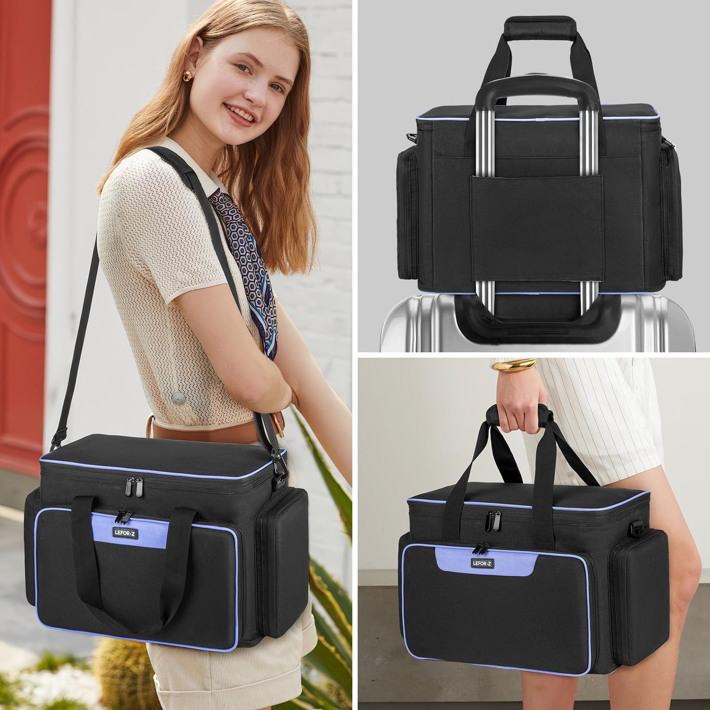Rolling Sewing Machine Case with Wheels,Sewing Machine Carrying Bag,Trolley Tote Bag Fits for Most Standard Singer,Brother,Janome Sewing Machine and Accessories(Black)