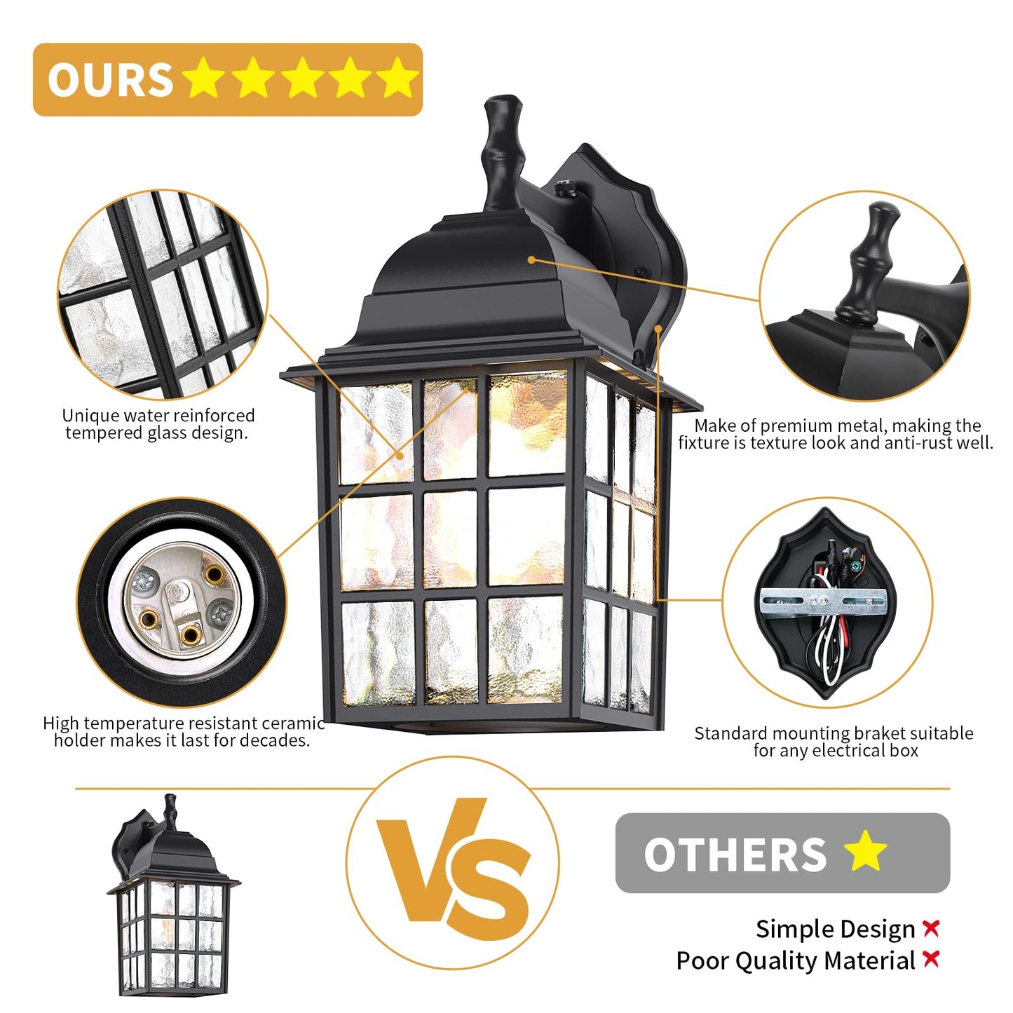 12'' Dusk to Dawn Outdoor Lights for House 2 Packs, Exterior Light Fixtures Porch Light Wall Mount, Waterproof Aluminum Outside Lights Sconce, Modern Outdoor Lighting Lanterns for Garage Patio, Black